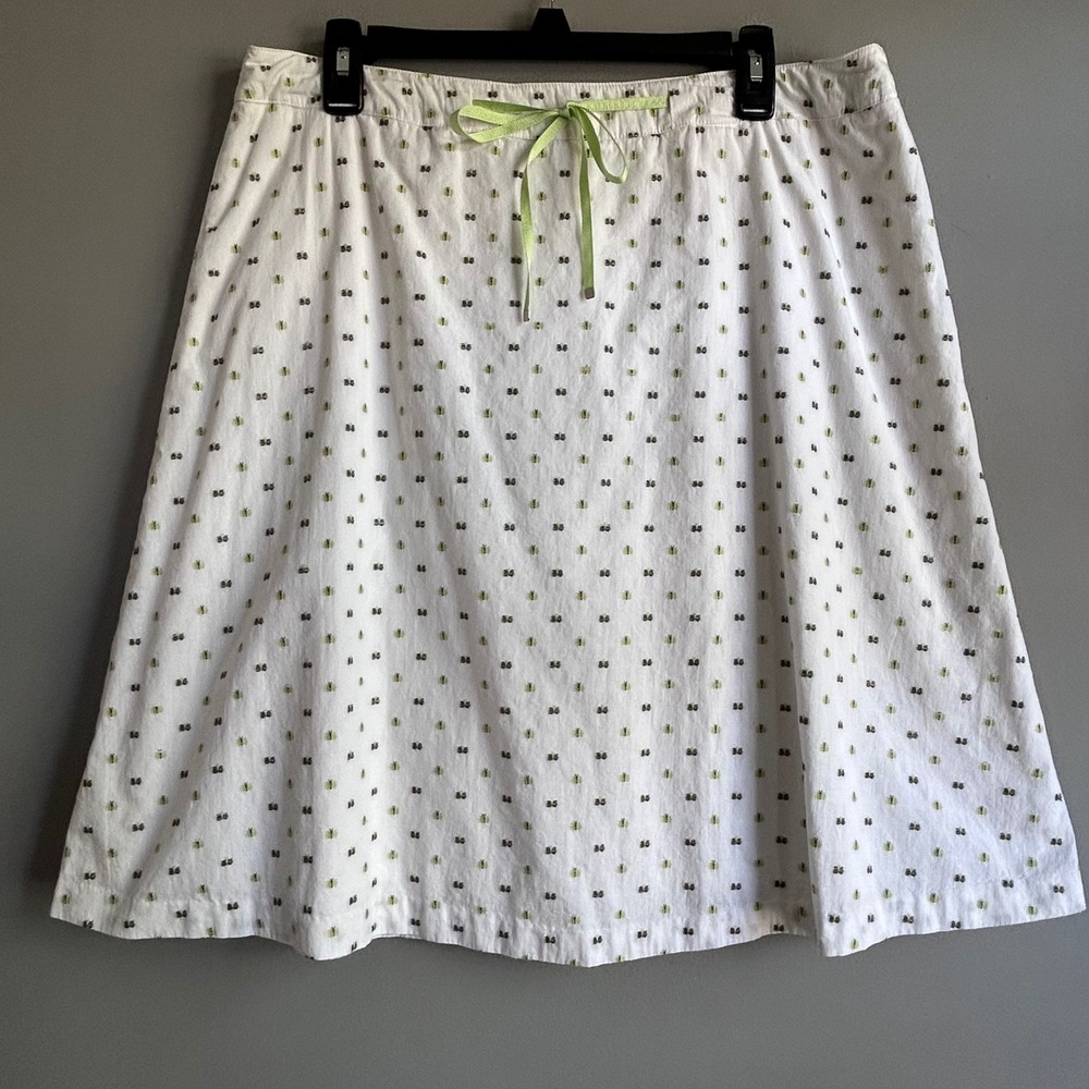Talbots Petites White Cotton Embroidered Butterfly A-Line Skirt Size 16P